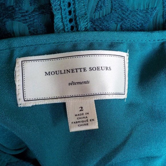 *Moulinette Soeurs Fluttered Scrollwork Teal Dress - Picture 5 of 7